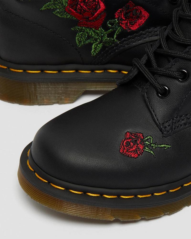 Dr Martens 1460 Vonda Floral Læder Snørestøvler Dame Sort | DK 215YXF